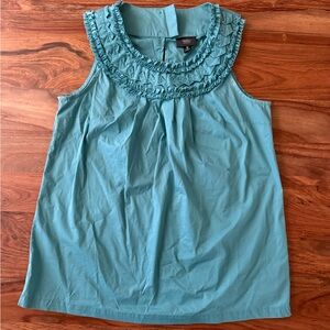 Massimo Ruffle Neck Sleeveless Top in Teal